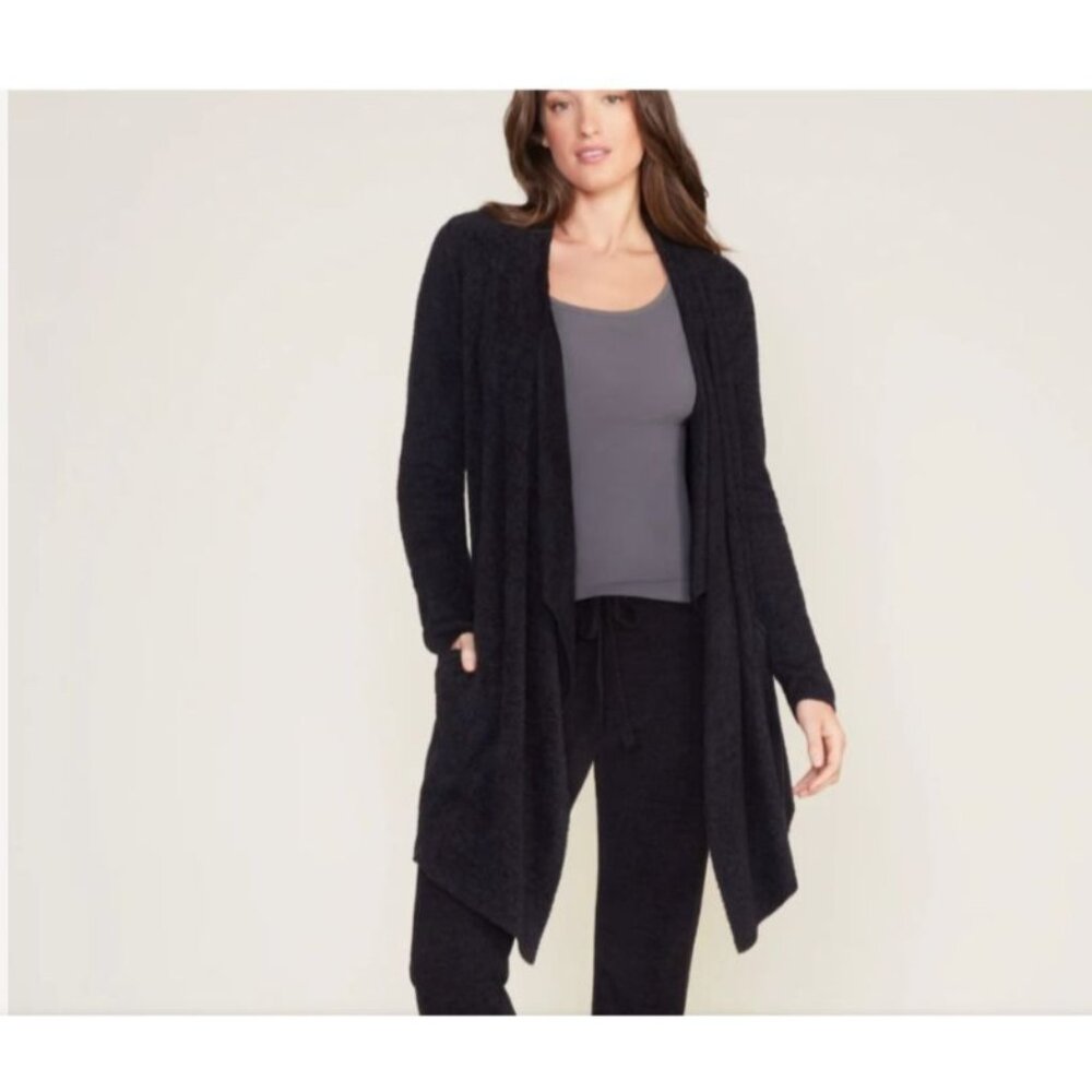 Barefoot Dreams Open Cardigan CozyChic Lite® Island Wrap size S/M Black Womens